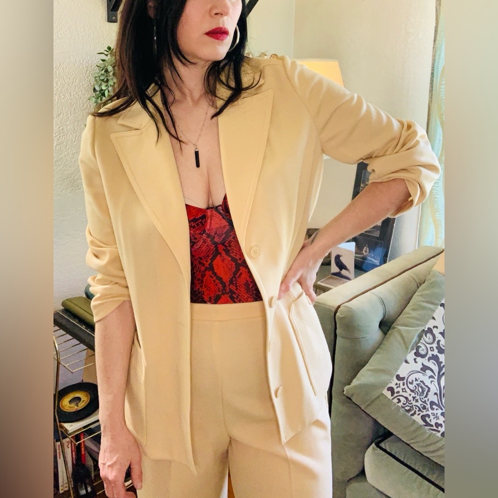 Vintage Cream Blazer 2 Piece Suit